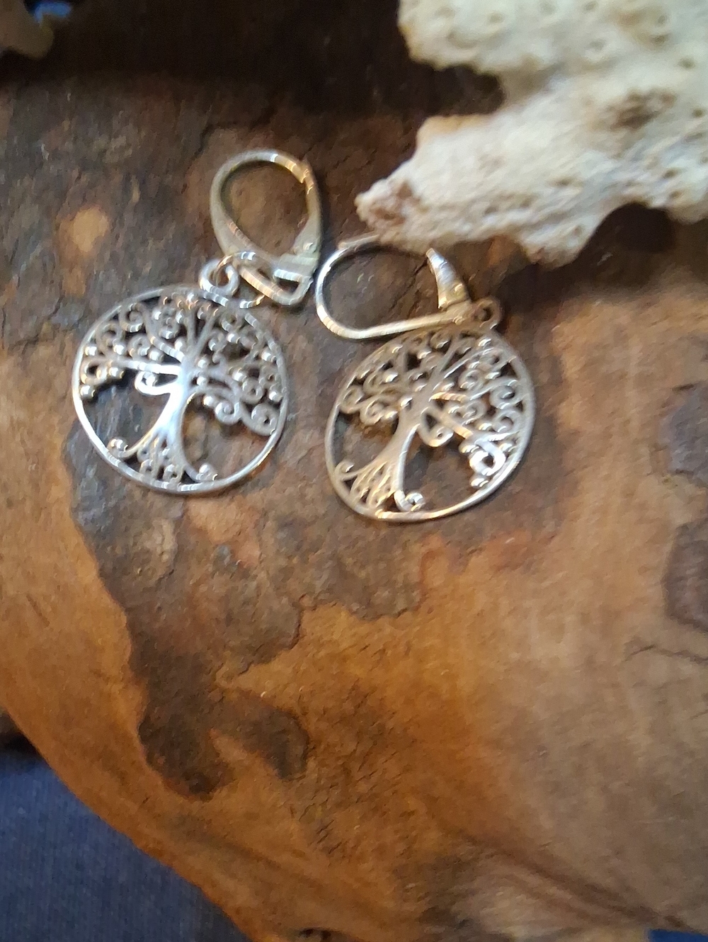 Sterling Silver Tree of Life Drop Earrings - Silver Women Jewelry